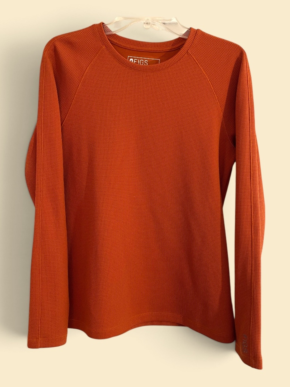 Figs Loungewear Rust (#5950) Crewneck Waffle Weave Shirt Size L